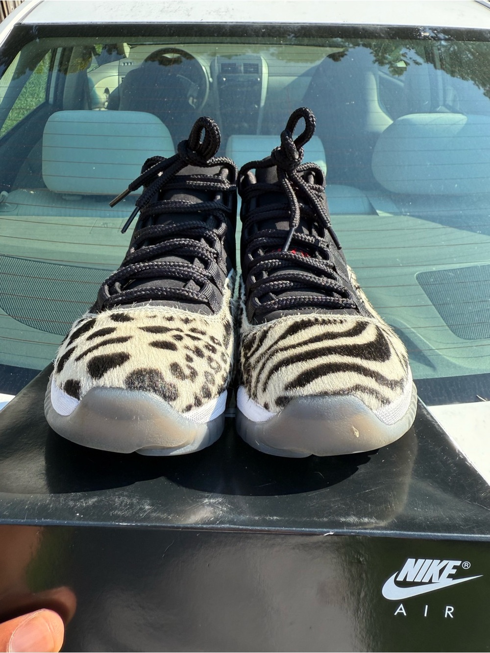 Jordan Women's Black and White Animal-Print Sneakers